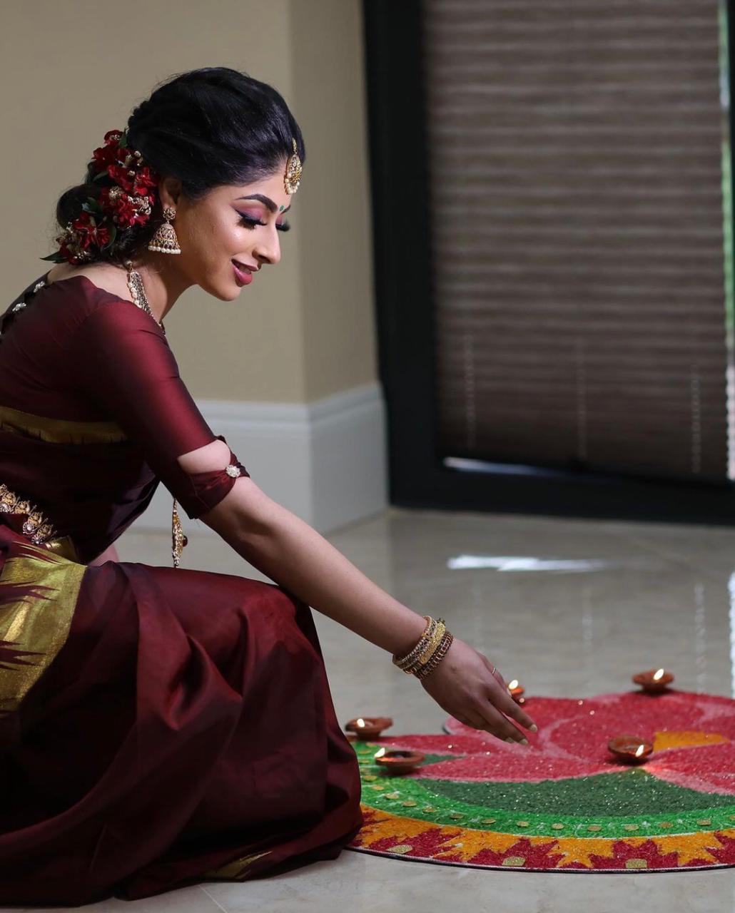 Valiba Beautiful Dark Maroon & Golden Jacquard Work Silk Designer Sarees