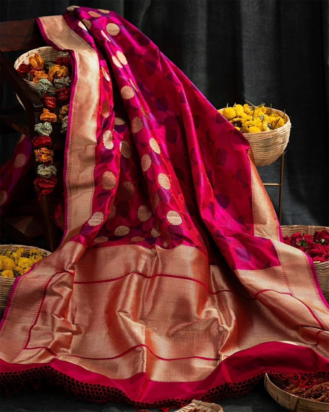 Rani Pink Luxurious Soft Banarasi Silk Saree