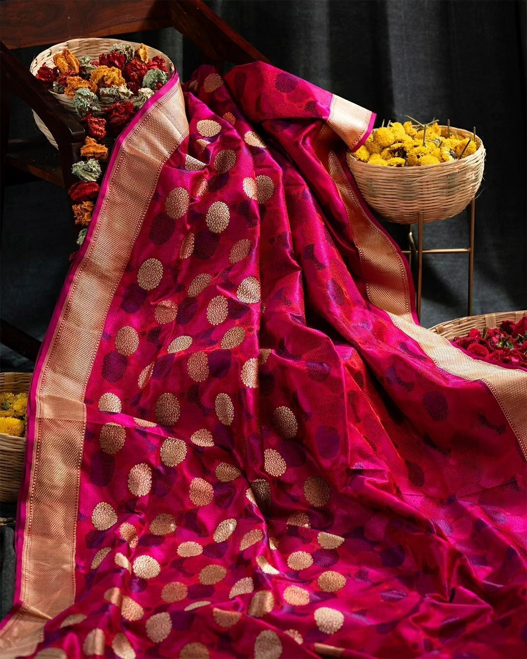 Rani Pink Luxurious Soft Banarasi Silk Saree