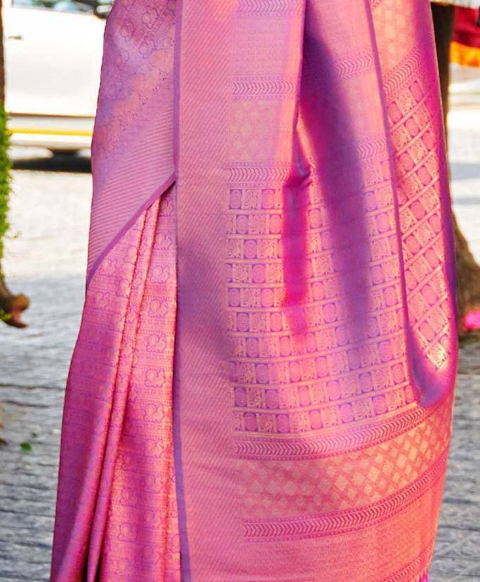 Tempting Purple Kanjivaram Silk Saree