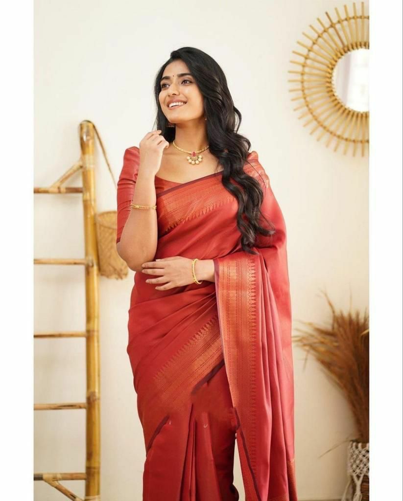 Gratifying Red Soft Silk Saree