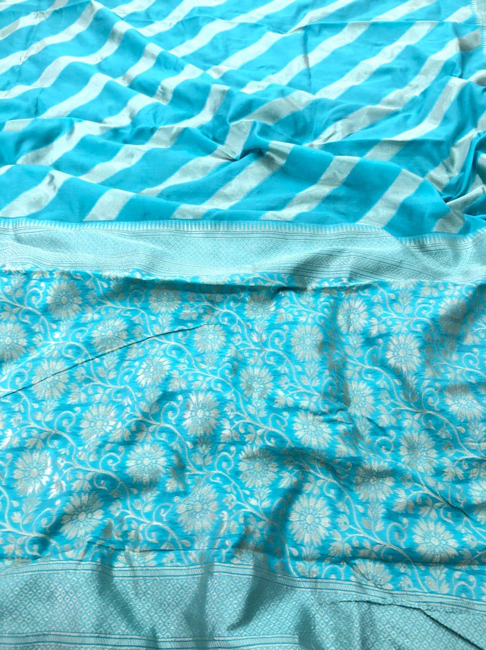 Valiba Beautiful Firozi Rich Pallu And Jacquard Saree