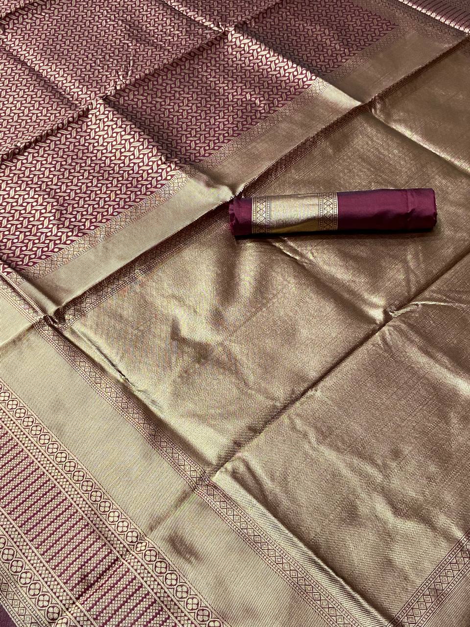 Dark Red Wedding Wear Rasam Lichi silk saree