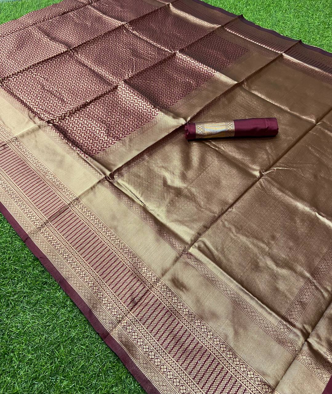 Dark Red Wedding Wear Rasam Lichi silk saree