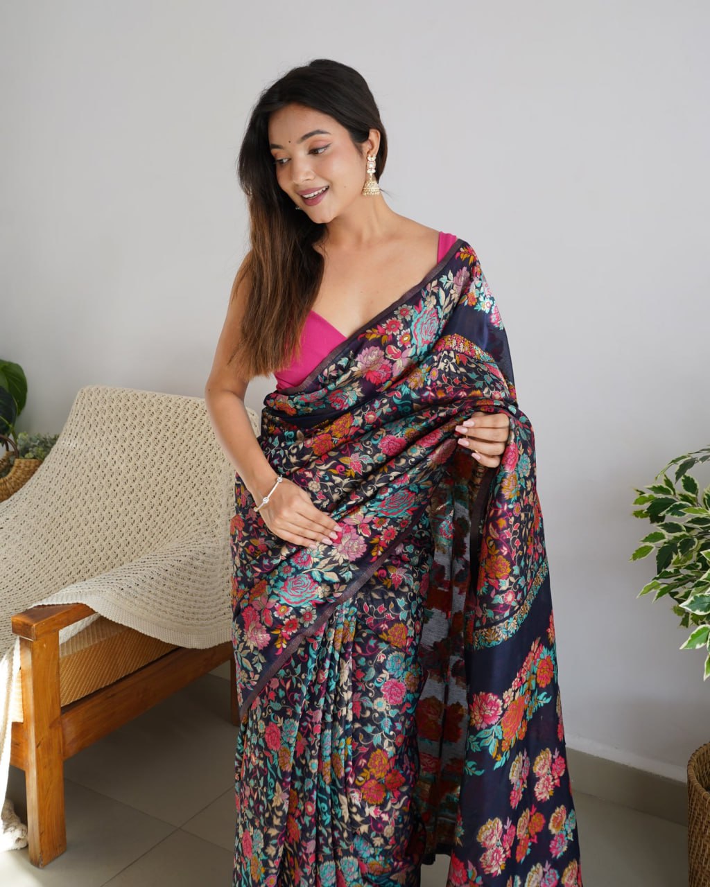 Pretty Black Banarasi Soft Silk Saree