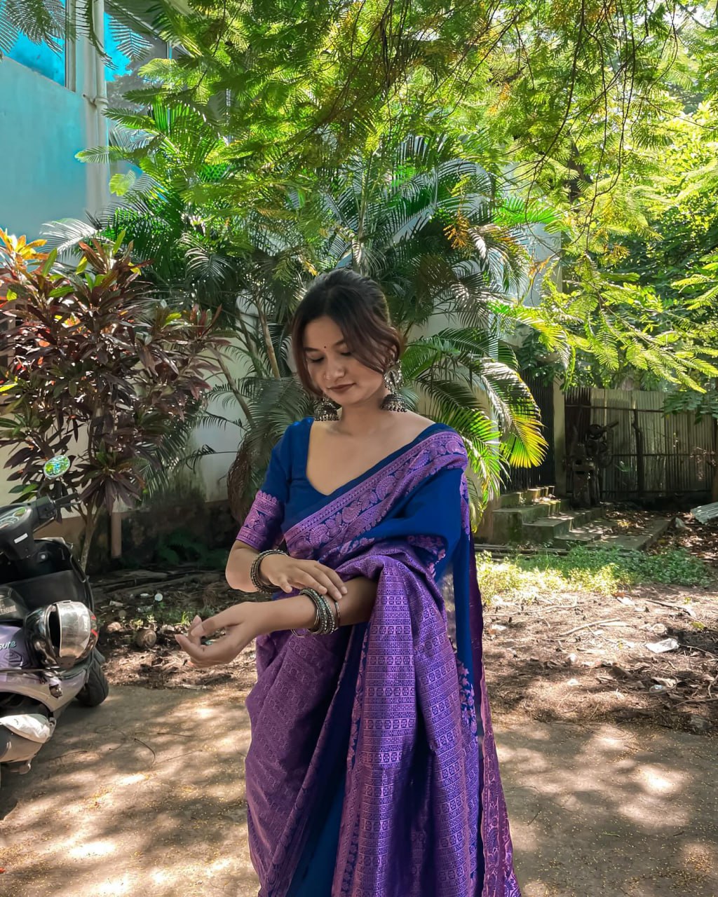 Surreptitious Blue Soft Banarasi Silk Saree