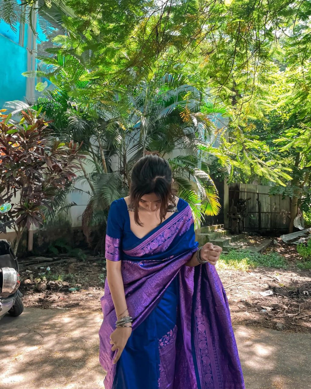 Surreptitious Blue Soft Banarasi Silk Saree