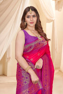 Red Soft Silk Floral Border Contrast Zari Woven Saree