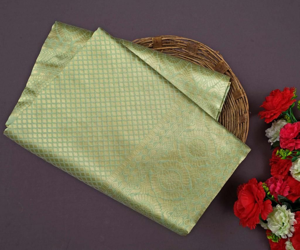 Vedhika Pista Soft Silk Saree