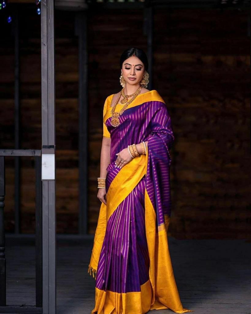 Dalliance Purple Soft Silk Saree