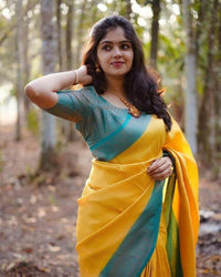 Sensational Yellow Soft Silk Saree