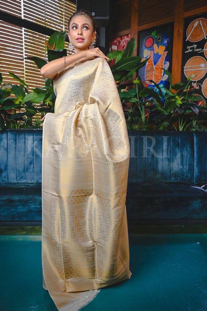 Dazzling White Color Soft Lichi Silk  Saree