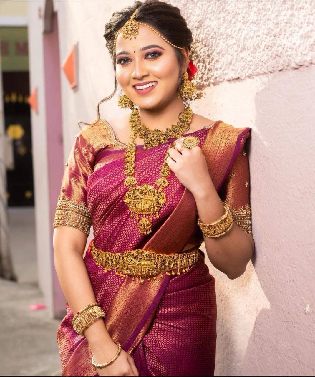 Luxuriant Dark Pink Soft Silk Saree