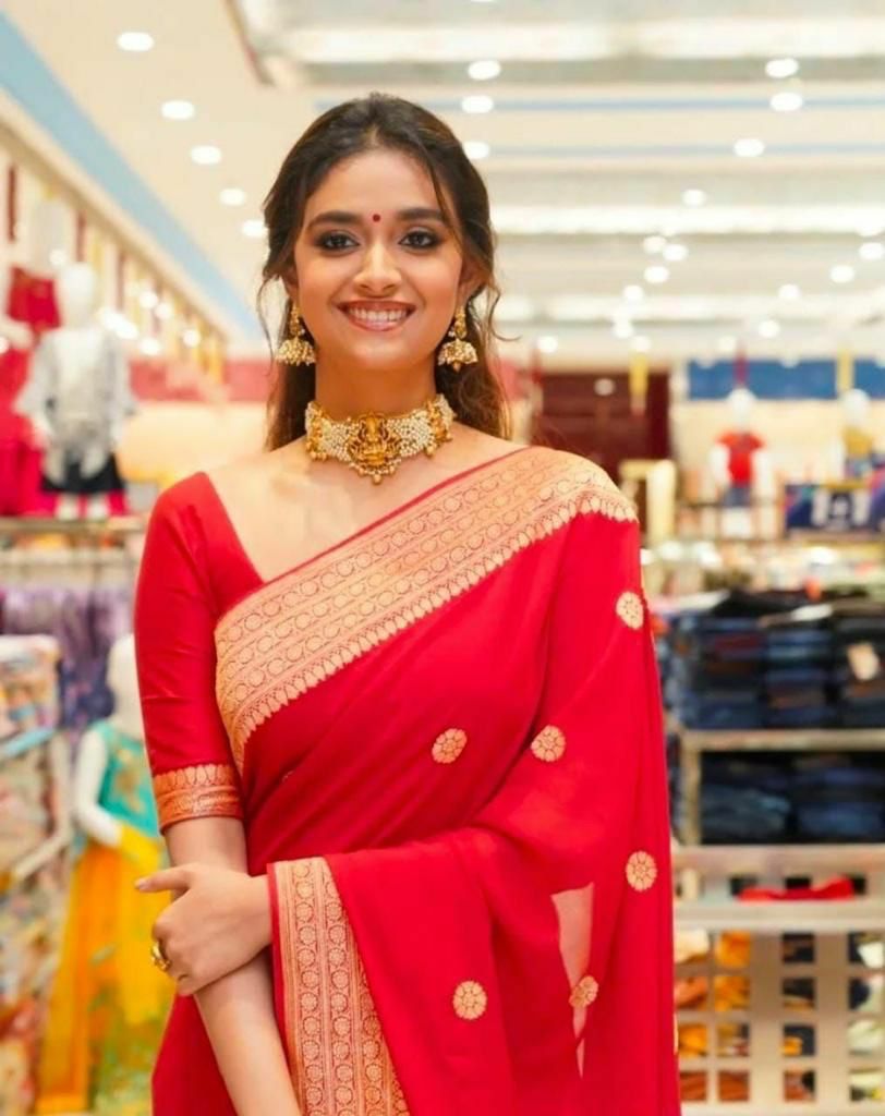 Ethnic Red Soft Silk Saree