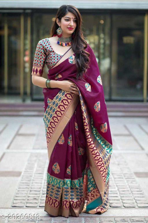 Wine Colour With Golden Patta Combition Soft Lichi Silk Saree Weaving