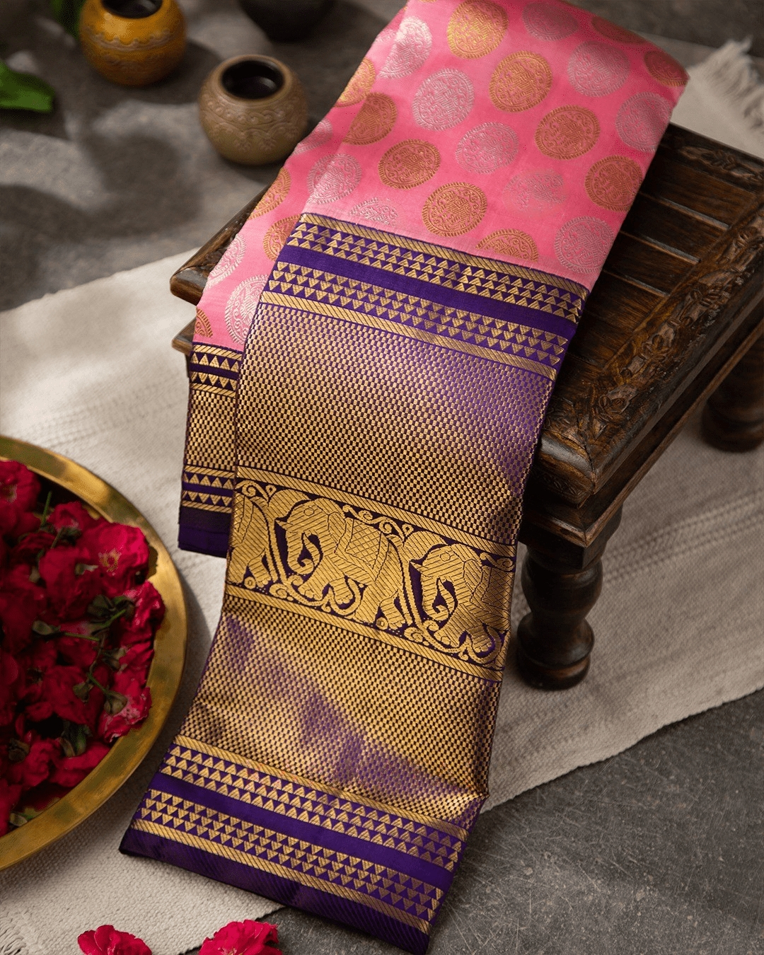 Dark Pink Luxurious Soft Banarasi Silk Saree