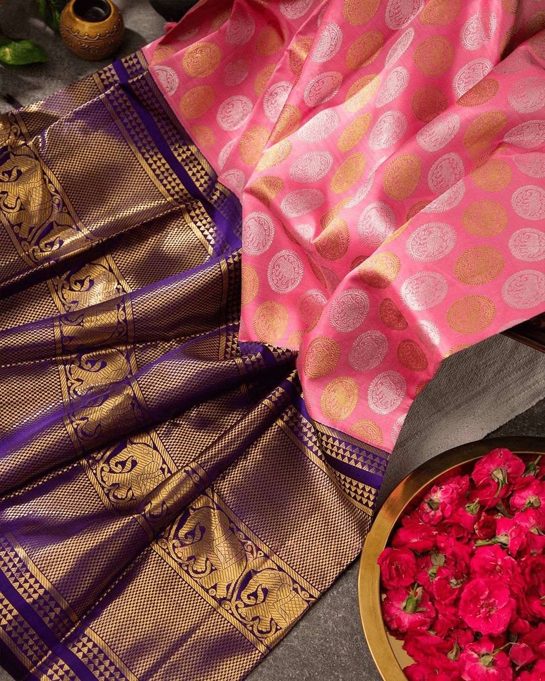 Dark Pink Luxurious Soft Banarasi Silk Saree