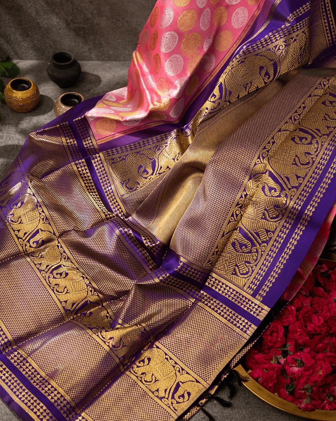 Dark Pink Luxurious Soft Banarasi Silk Saree