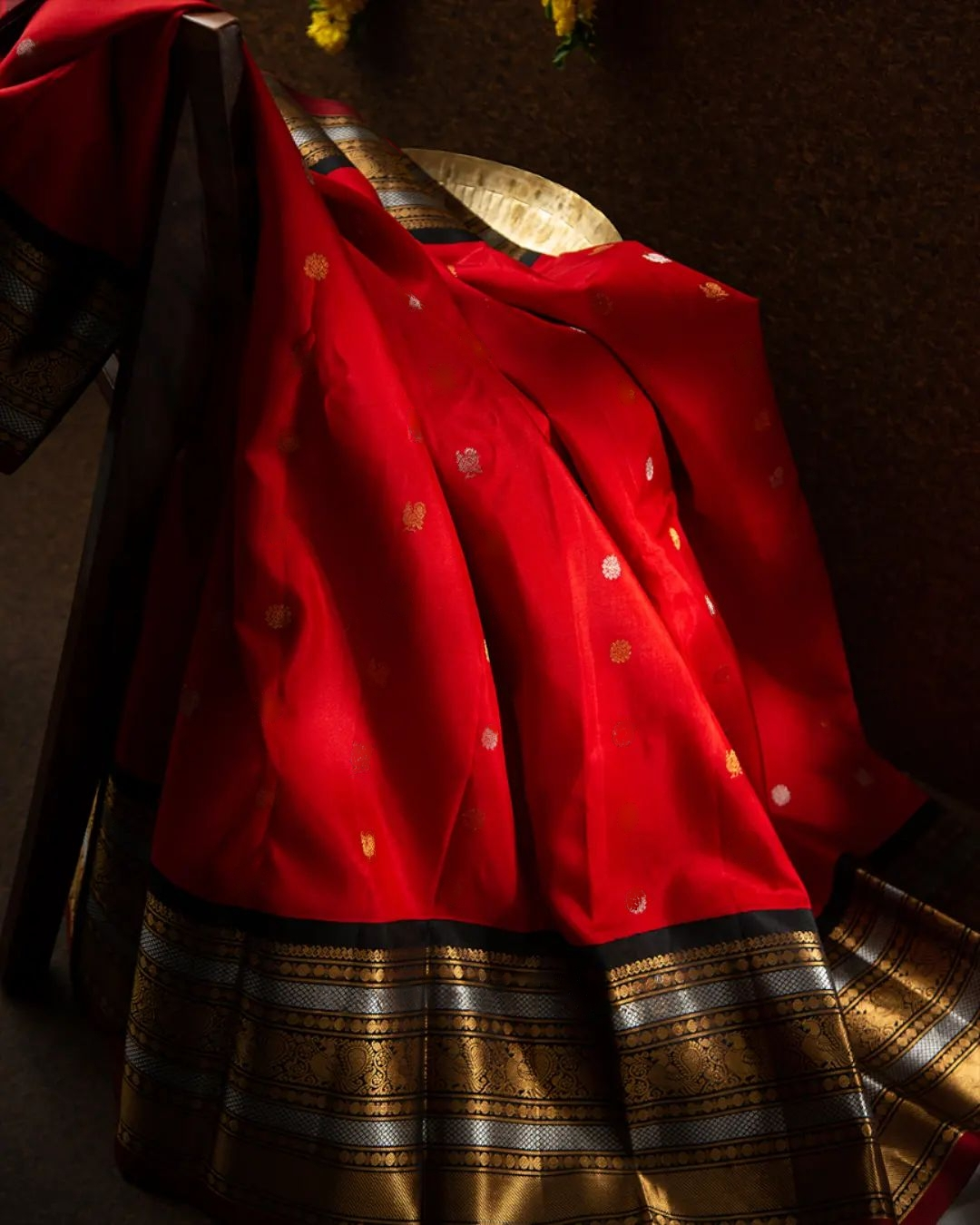 Red Black Luxurious Soft Banarasi Silk Saree