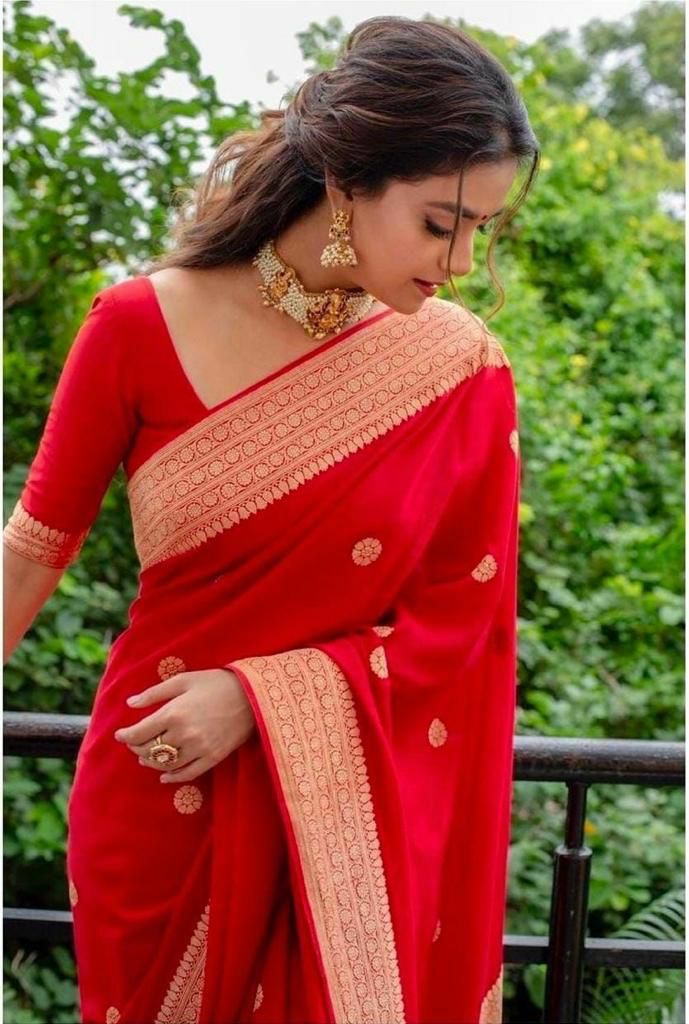 Ethnic Red Soft Silk Saree