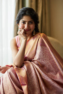 Baby Pink Designer Real Zari Soft Lichi Silk Saree