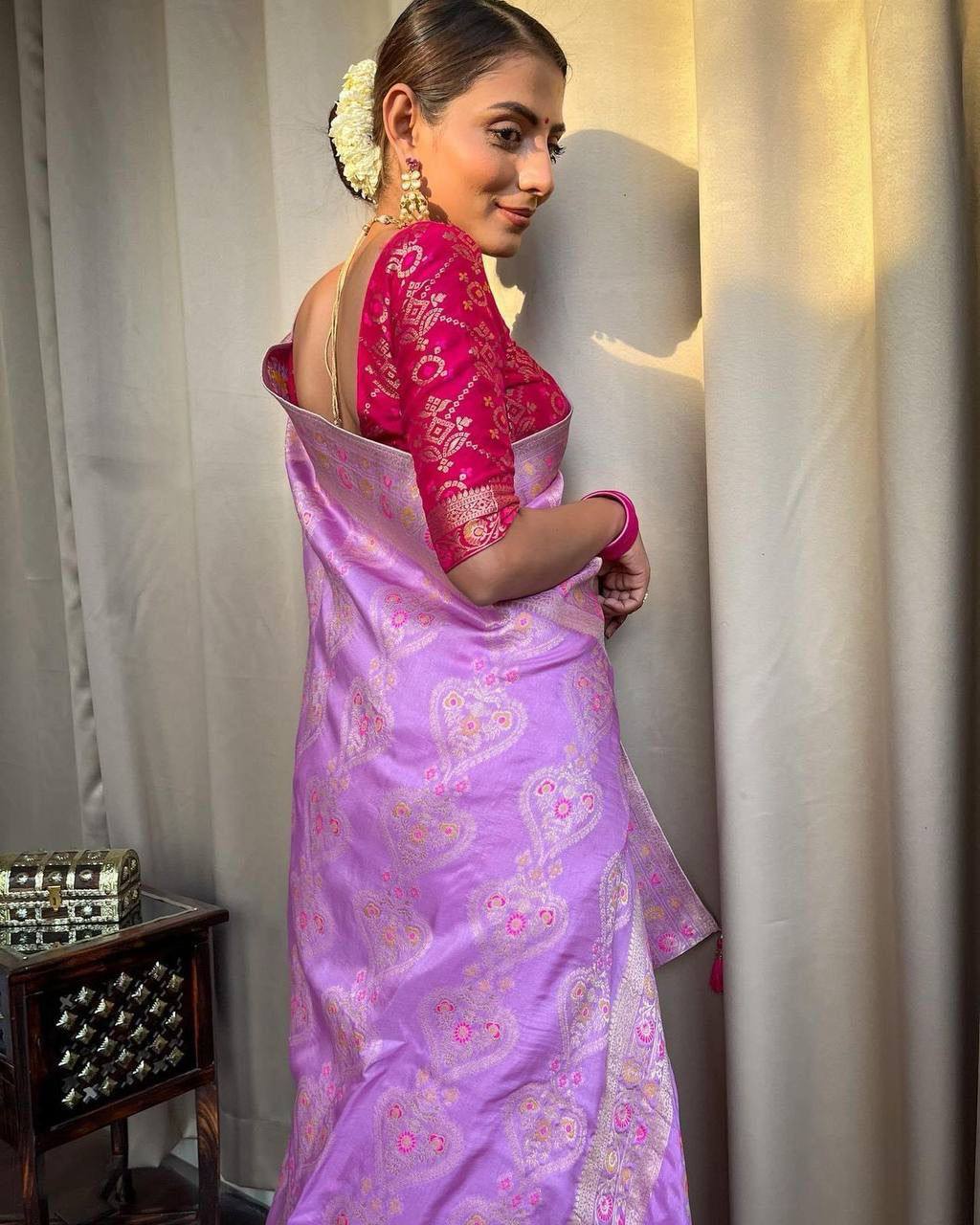 Purple Color Premium Soft Banarasi Silk Saree
