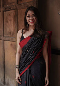 Vindhya Black With Red Border Soft Saree