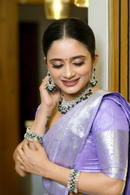 Lavender Soft Silk Saree with Silver Zari Weaving