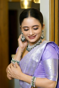 Lavender Soft Silk Saree with Silver Zari Weaving