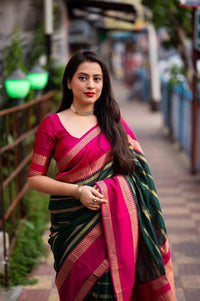 Whimsical Dark Green Soft Silk Saree