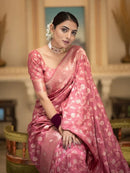 Hira Peach Banarasi Silk Saree