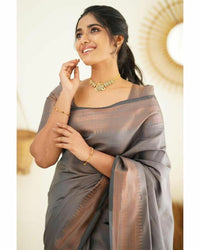 Desultory Grey Soft Silk Saree