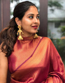 Bindu WIne Soft Banarasi SIlk Saree With Blouse Attached - ABHA