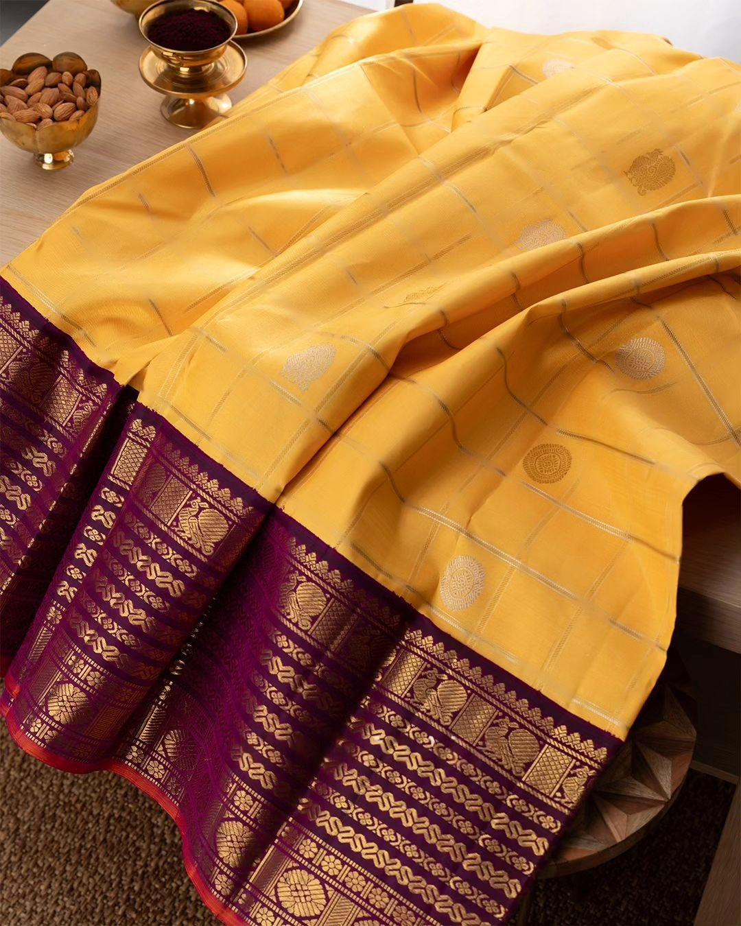 Yellow Luxurious Soft Banarasi Silk Saree
