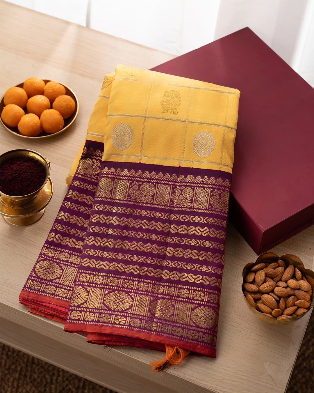 Yellow Luxurious Soft Banarasi Silk Saree