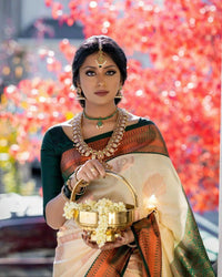 Desirable Beige Soft Silk Saree