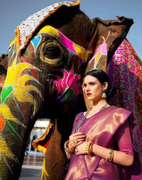Tempting Purple Kanjivaram Silk Saree