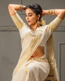 Special White Soft Banarasi Silk Saree