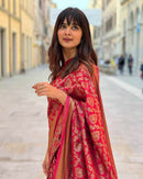 Dark Maroon Jacquard Work Saree