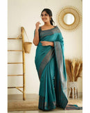 Brood Firozi Soft Silk Saree
