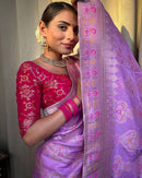 Purple Color Premium Soft Banarasi Silk Saree