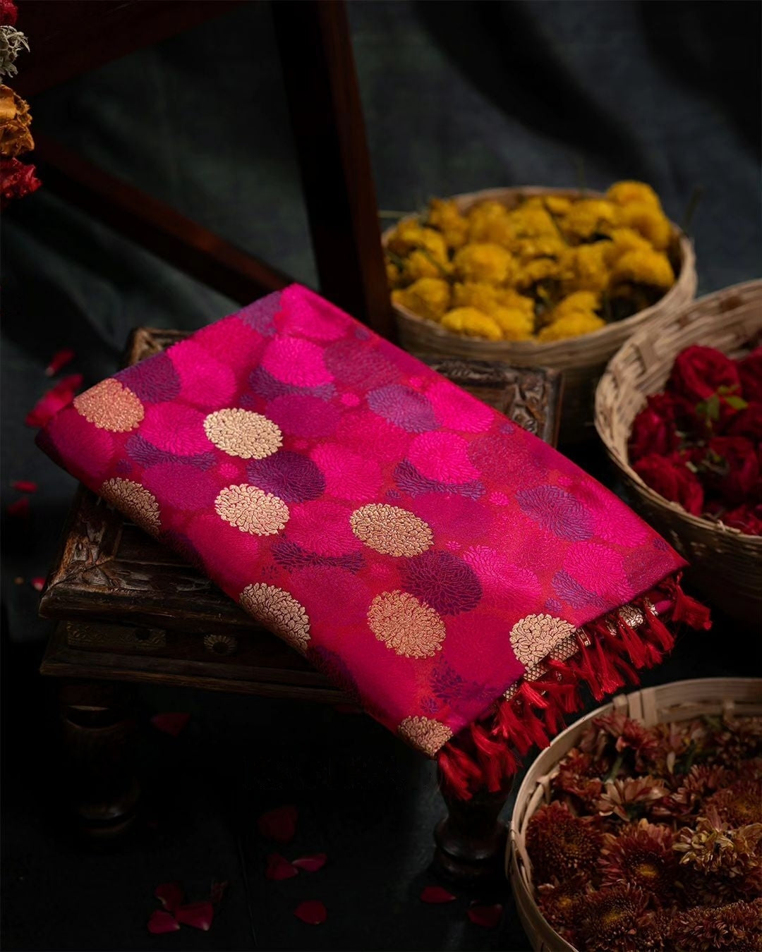 Rani Pink Luxurious Soft Banarasi Silk Saree