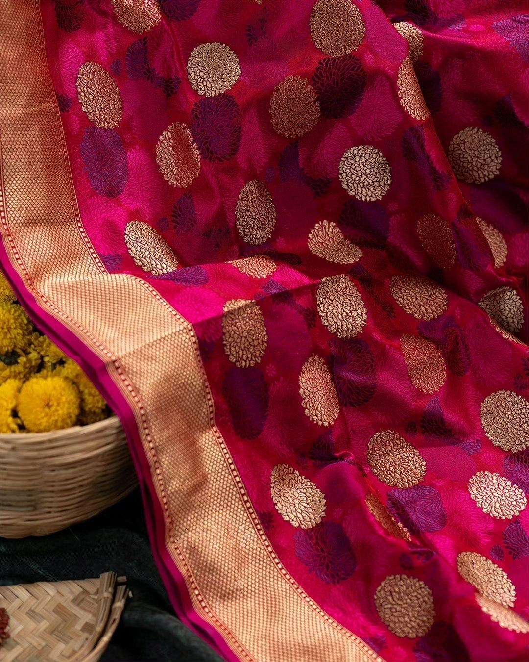 Rani Pink Luxurious Soft Banarasi Silk Saree