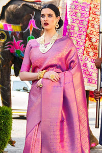 Tempting Purple Kanjivaram Silk Saree