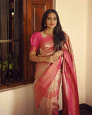Elegant Peach Soft Silk Saree