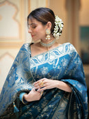 Hema RamaGreen Banarasi Silk Saree WIth Fabulouse Blouse Piece
