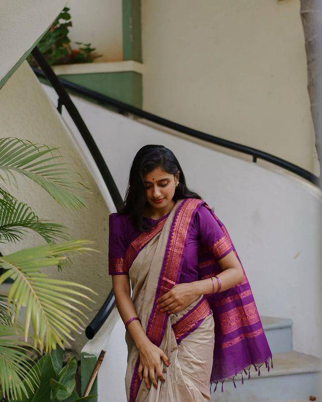 Admirable Beige Soft Silk Saree