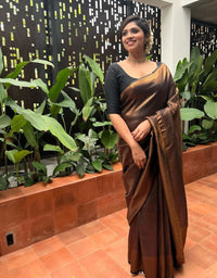 Black Golden Butti Soft Banarasi Silk Saree With Attached Blouse - ABHA