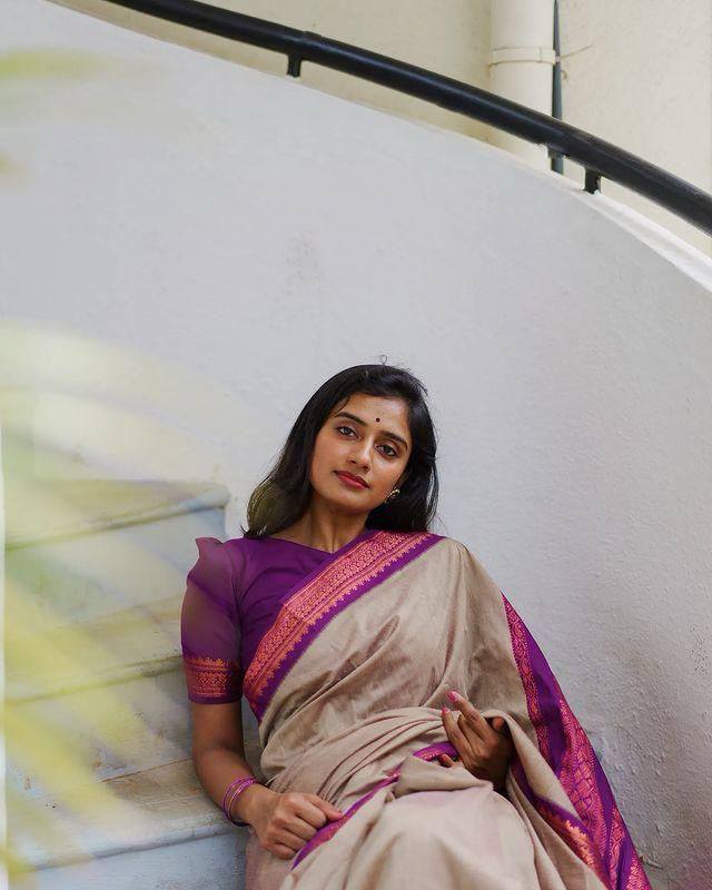 Admirable Beige Soft Silk Saree