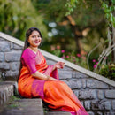 Extraordinary Orange Soft Silk Saree